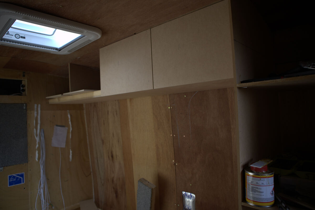 Seating area cupboards being fitted